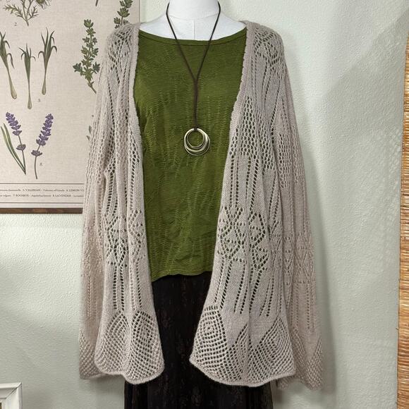 Vintage 90s Y2k Open Knit Mohair Cardigan Sweater Fairy Grunge Coquette Dolly 2X - Picture 1 of 6